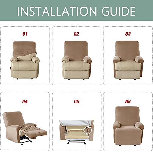 Recliner Chair Cover 4-Piece Stretch Soft with Side Pocket Washable G13569