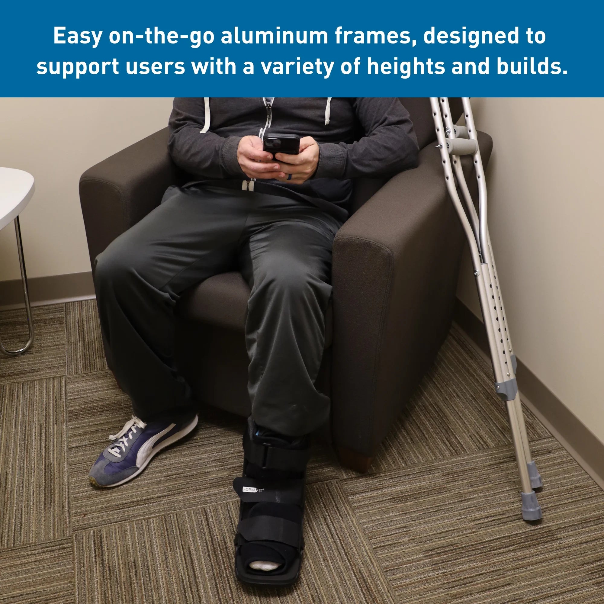 Aluminum Crutches for Adults, Height Adjustable, Medium S27485