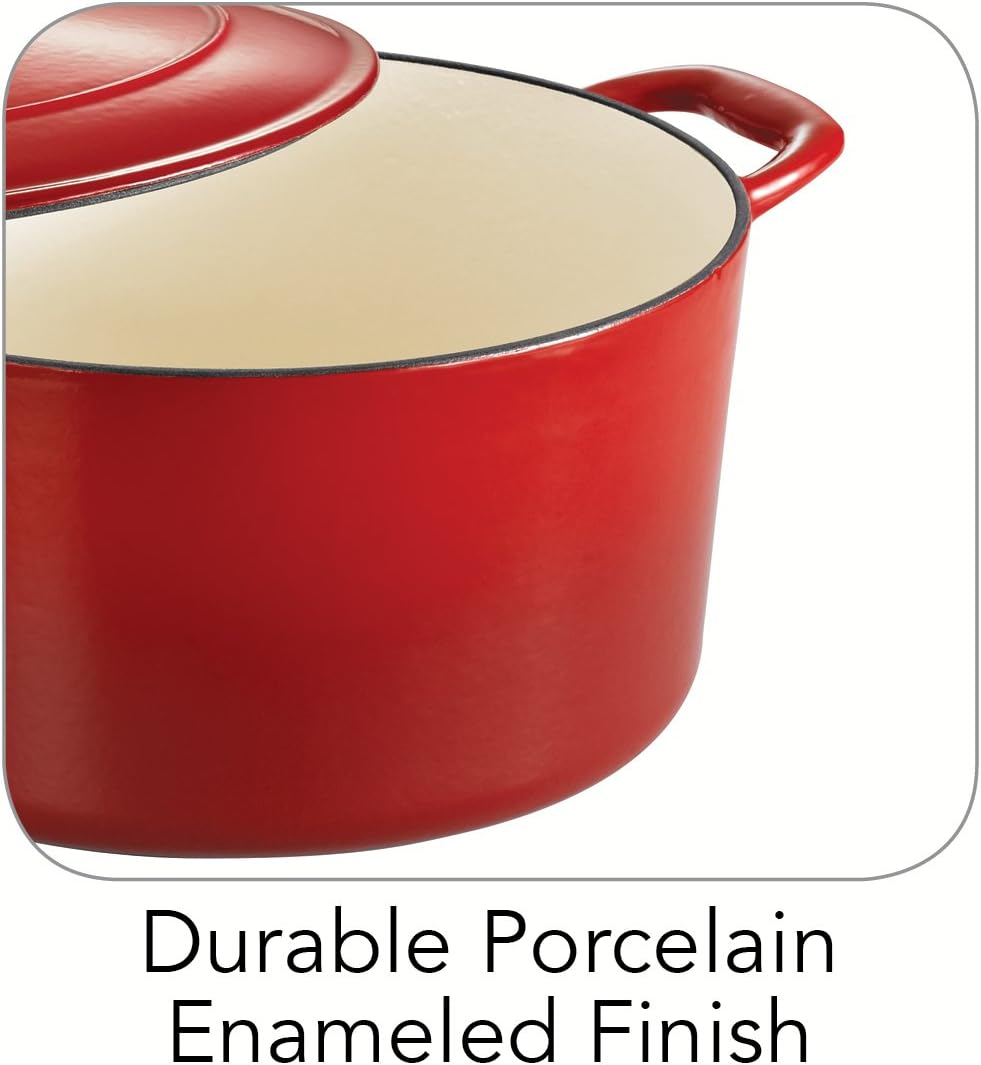 Enameled Cast Iron Dutch Oven, 6.5-Quart, Red D254873