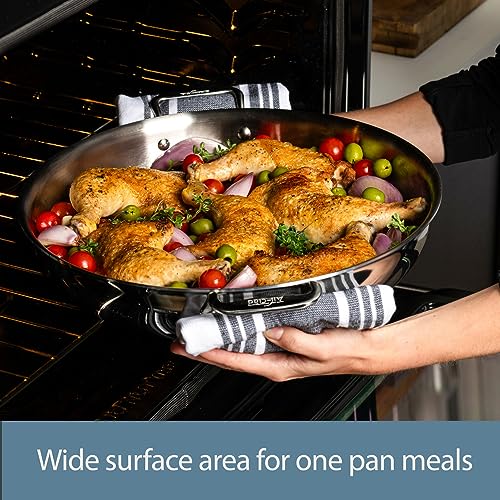 Stainless Steel Large Frying Pan 7 Quart, Induction Safe S8224