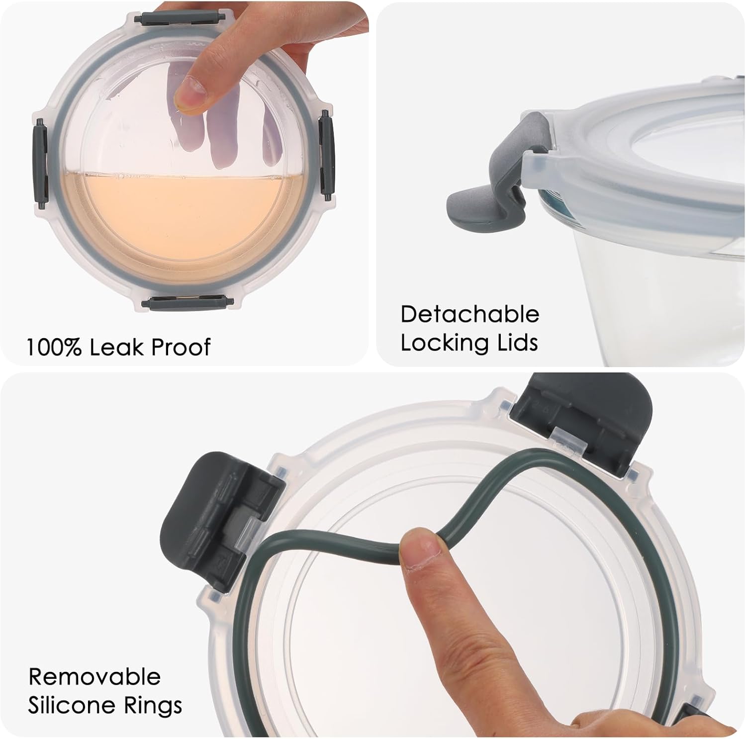 Glass Food Storage Container with Lid, 2 Compartment Meal Prep, Airtight G175185