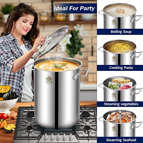 Stainless Steel Stock Pot 6-Piece with Basket and Steamer Rack V993