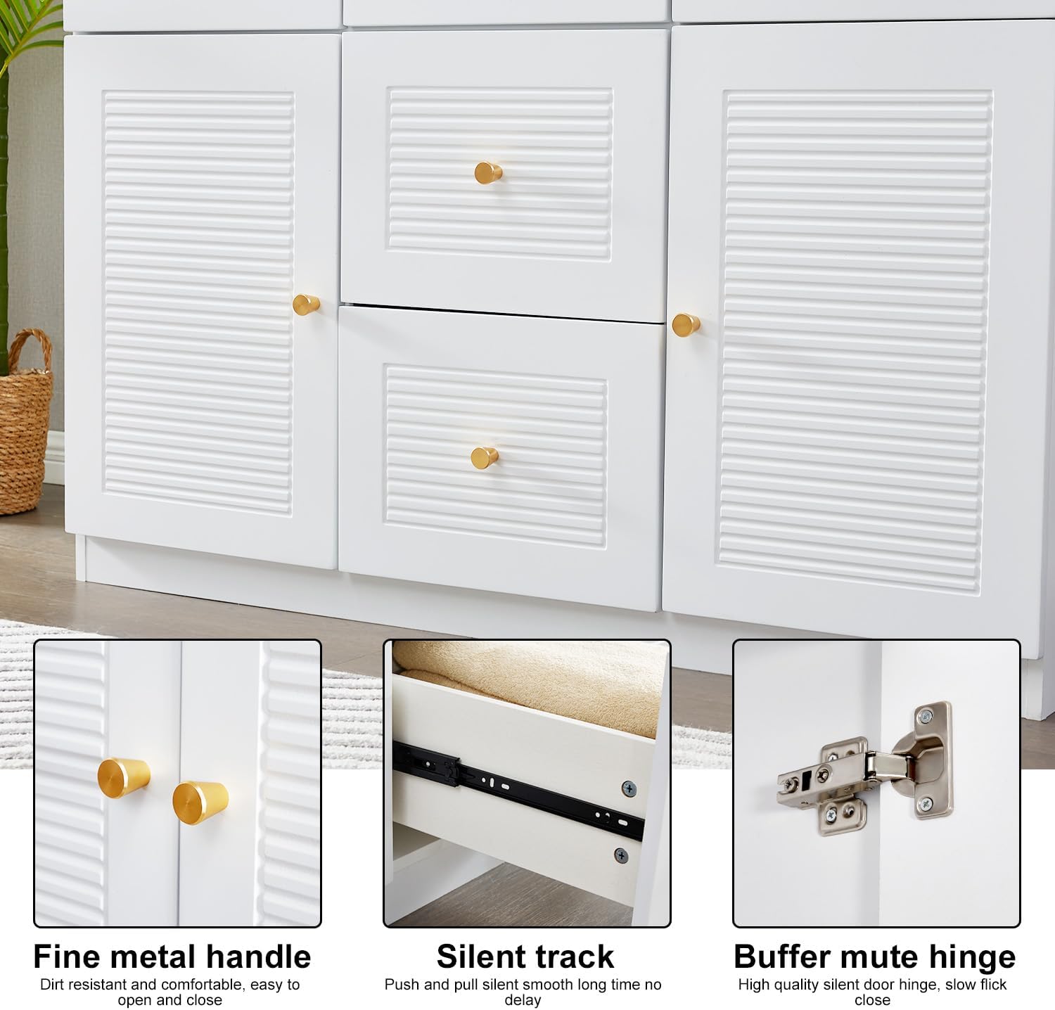 3 Door Armoire Wardrobe with 2 Drawers and Hanging Rod Z772247