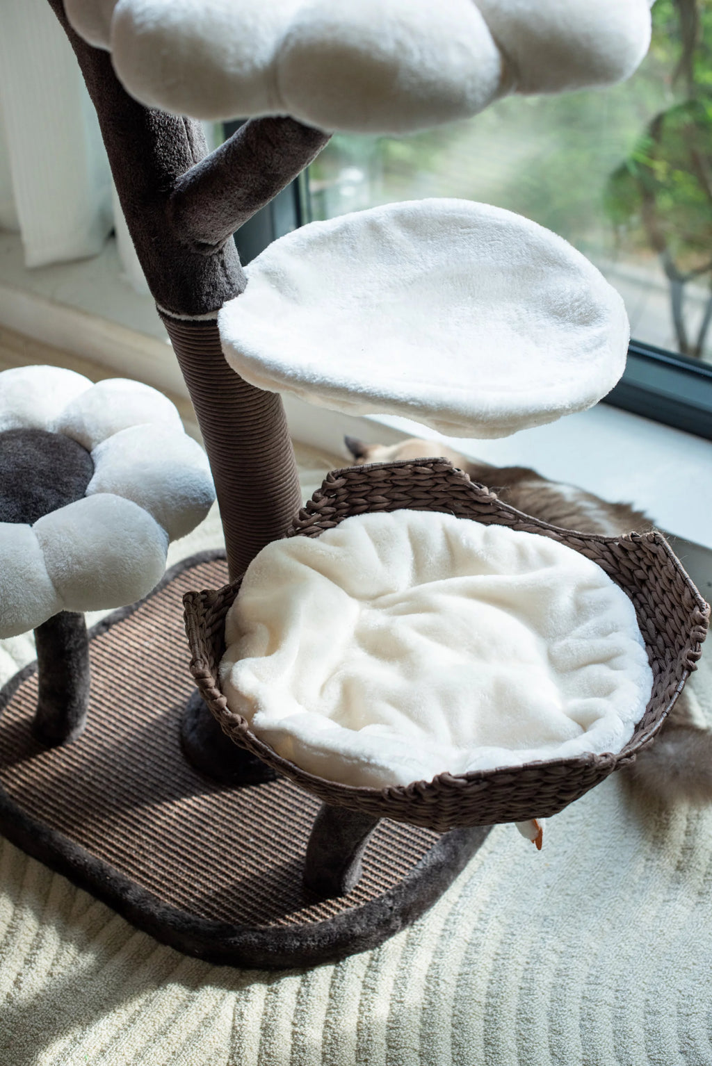 Natural Blossom Woven Tree Branches 6-Level Cat Tower with Hammock and Padded Perches L605