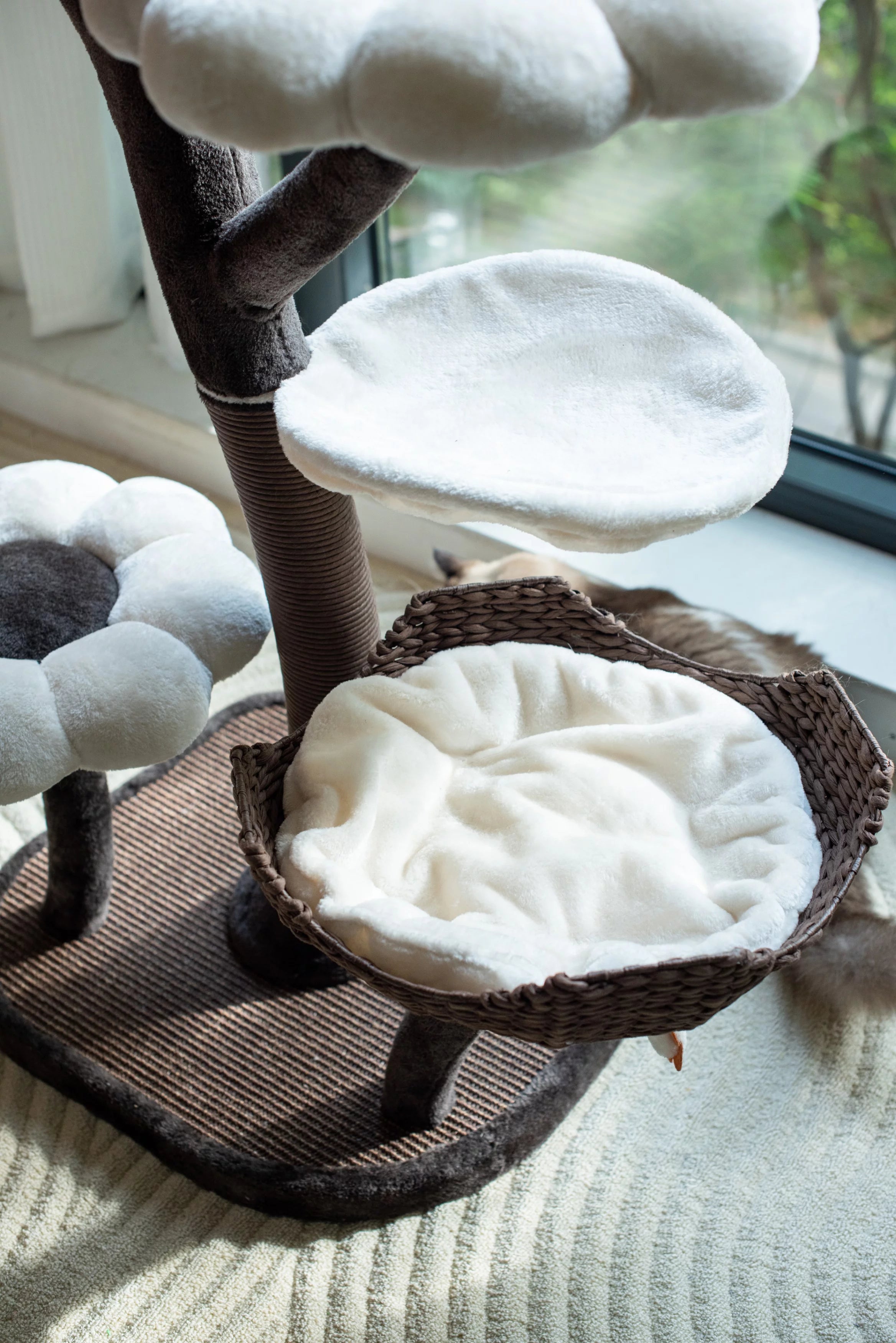 Natural Blossom Woven Tree Branches 6-Level Cat Tower with Hammock and Padded Perches L605
