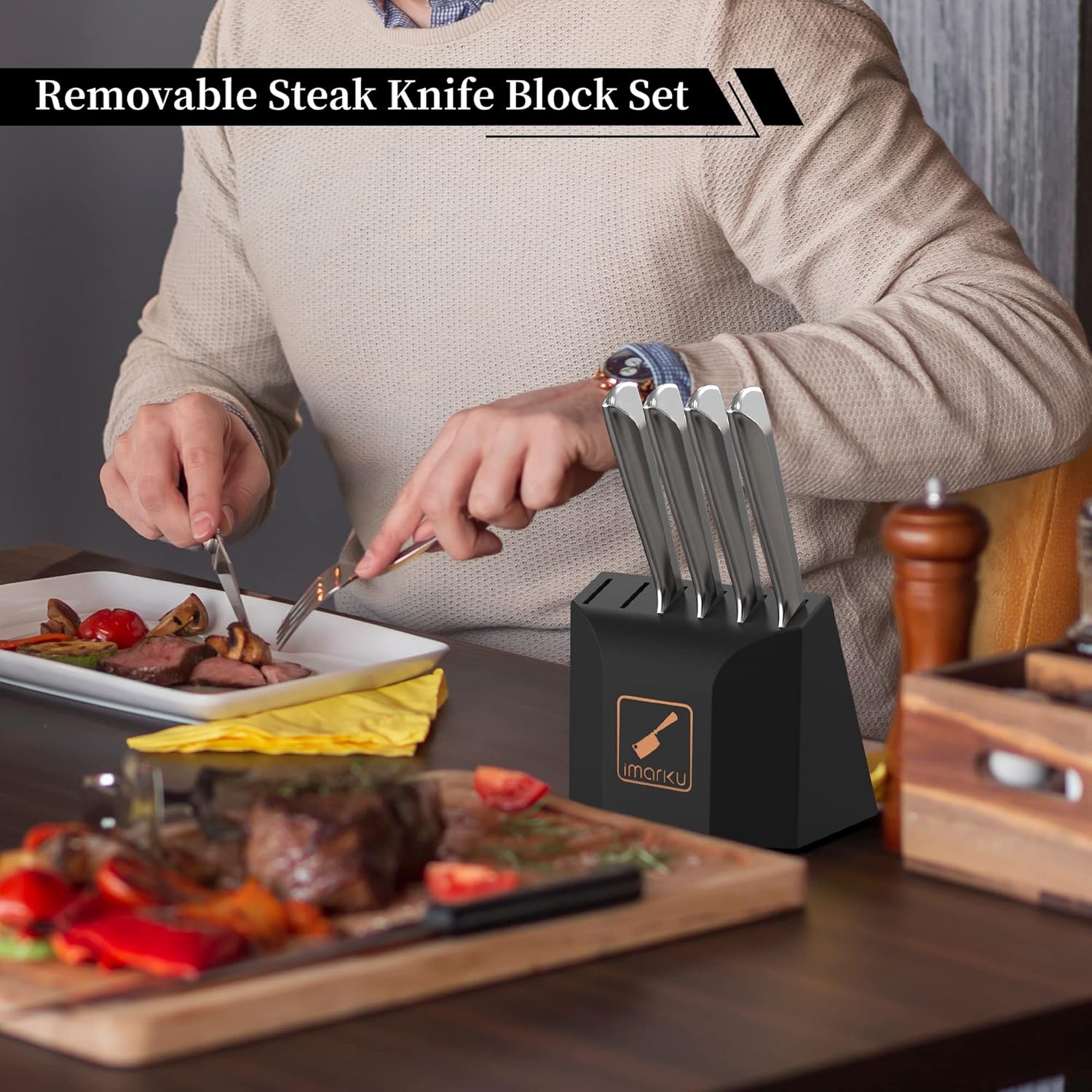 Knife Set with Block, 16 Pcs Stainless Steel, Dishwasher Safe X671333