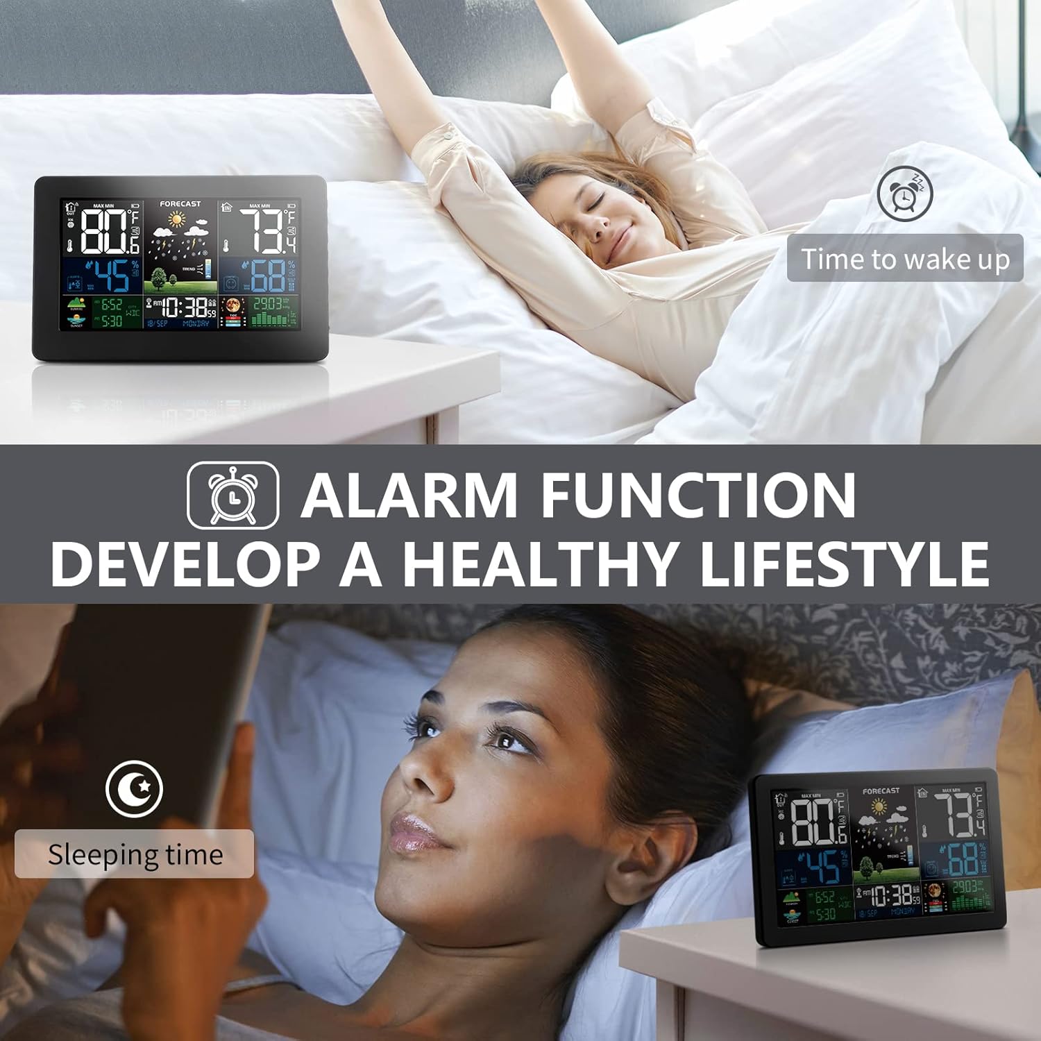 Wireless Indoor Outdoor Weather Station with Color Display and 3 Sensors V2347