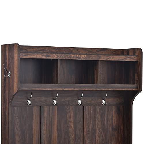 Hall Tree with Storage Bench and 6 Hooks H51569