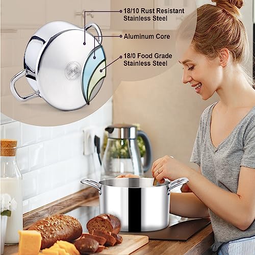 Stainless Steel Stock Pot with Lid, 12 Quart Soup Pot H83901