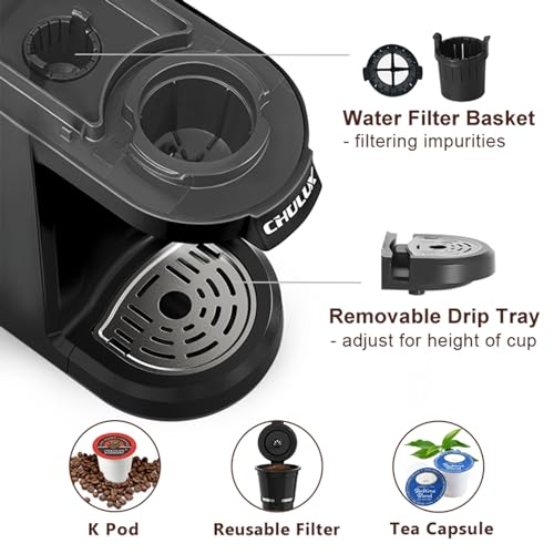 Single Serve Coffee Maker, Red, for K Cup & Ground Coffee J48193