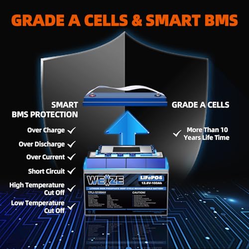12V 100Ah LiFePO4 Lithium Battery with Smart BMS for RV, Solar, Marine U330660