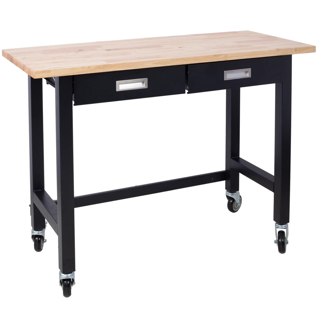Adjustable Workbench with Drawer Storage, Bamboo Wood, Wheels M620