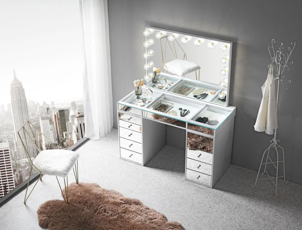 Mirrored Vanity Tabletop with 5 Drawer Units for Makeup Storage H1098