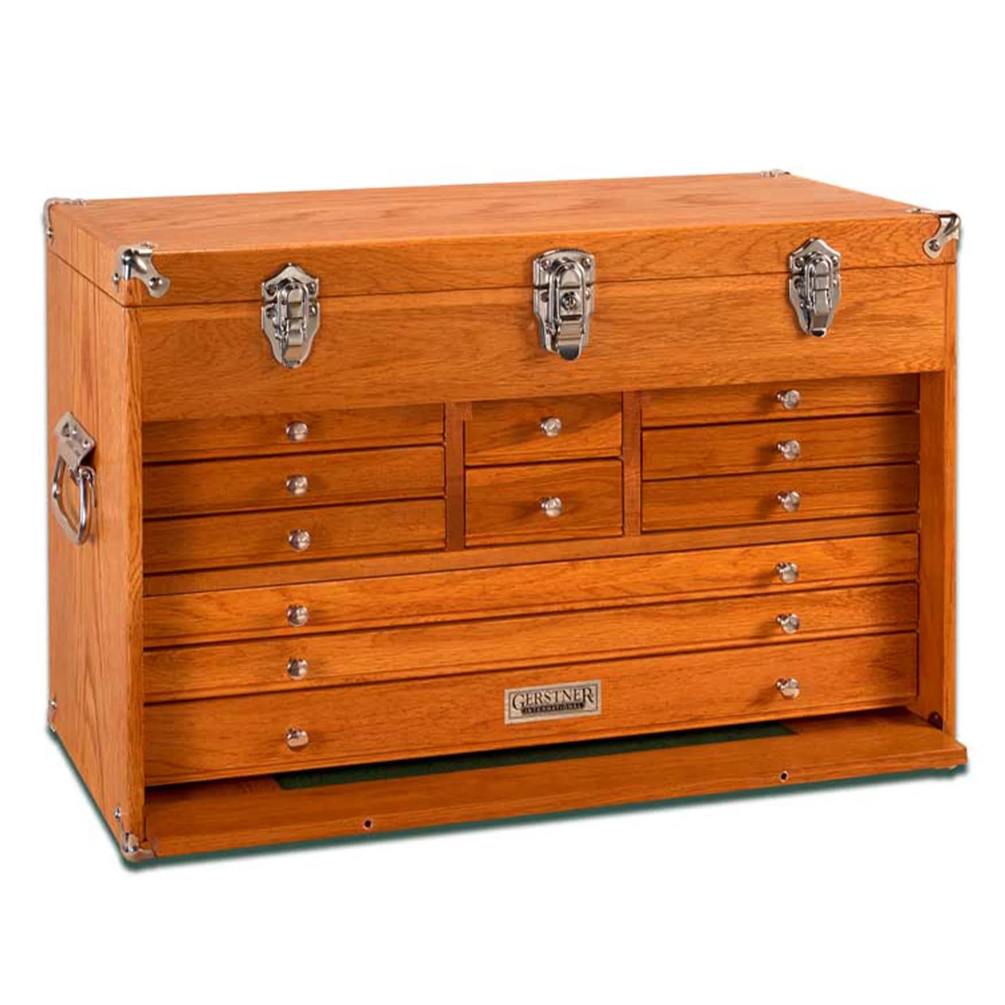 Hardwood 11-Drawer Top Chest with Front Lid, Red Oak E9459