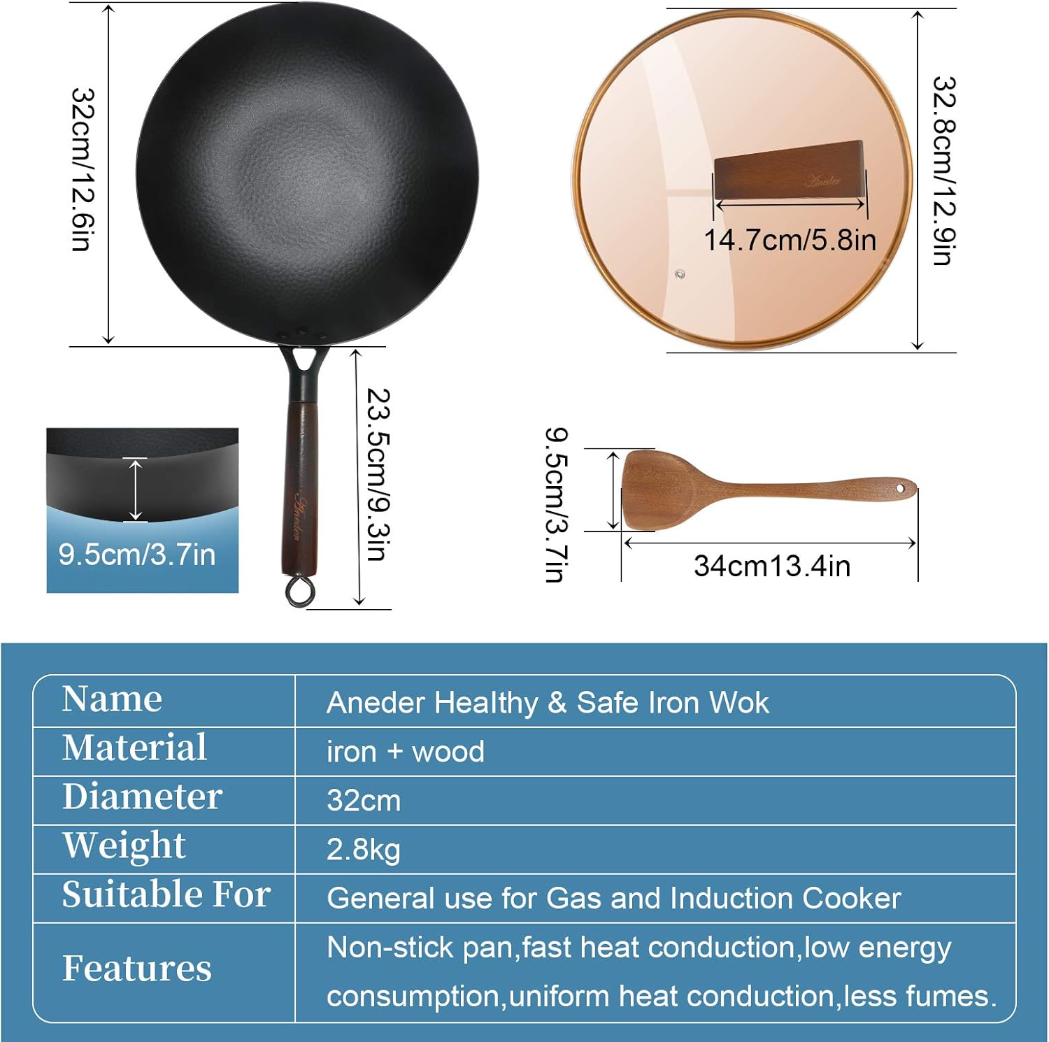 Cast Iron Stir Fry Pan 12.5 Inch W76185