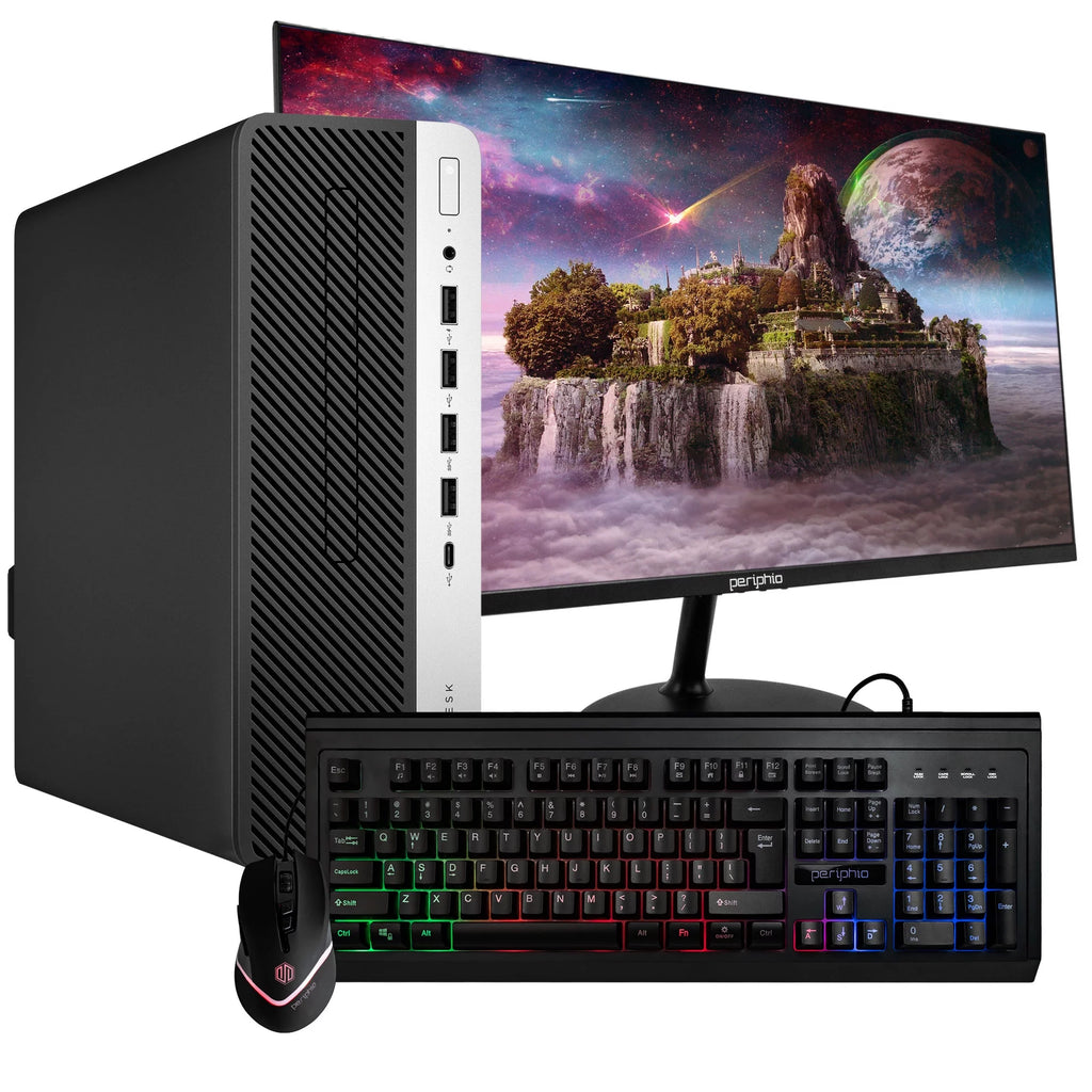 Restored HP ProDesk 600G4 Desktop Computer | Hexa Core Intel i5 (3.2GHz) | 16GB DDR4 RAM | 500GB SSD | Windows 11 Pro | New 24in LCD Monitor | RGB Keyboard & Mouse | Home or Office PC (Refurbished)