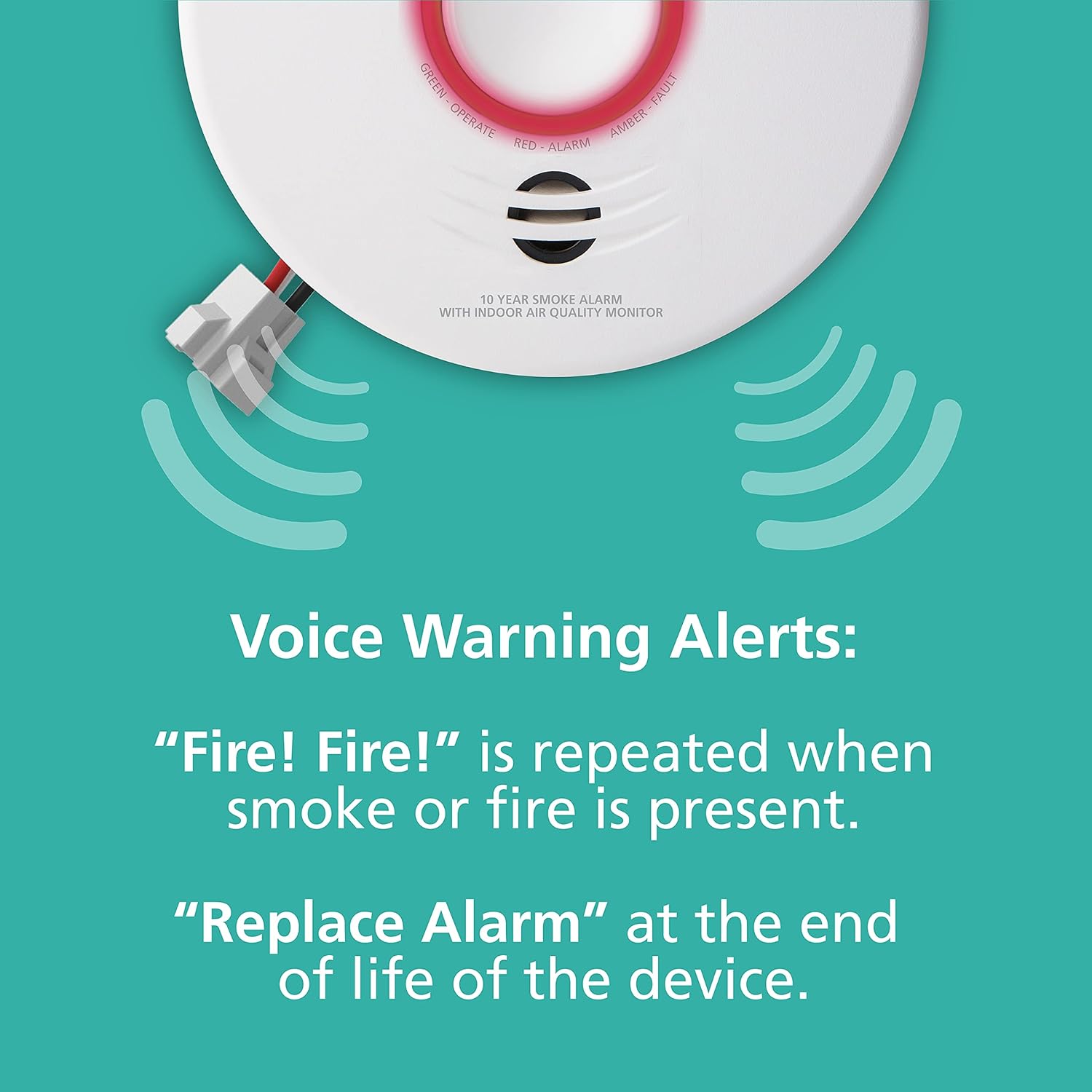 Smart Smoke Detector & Indoor Air Quality Monitor, WiFi, Hardwired with Battery Backup Z68482