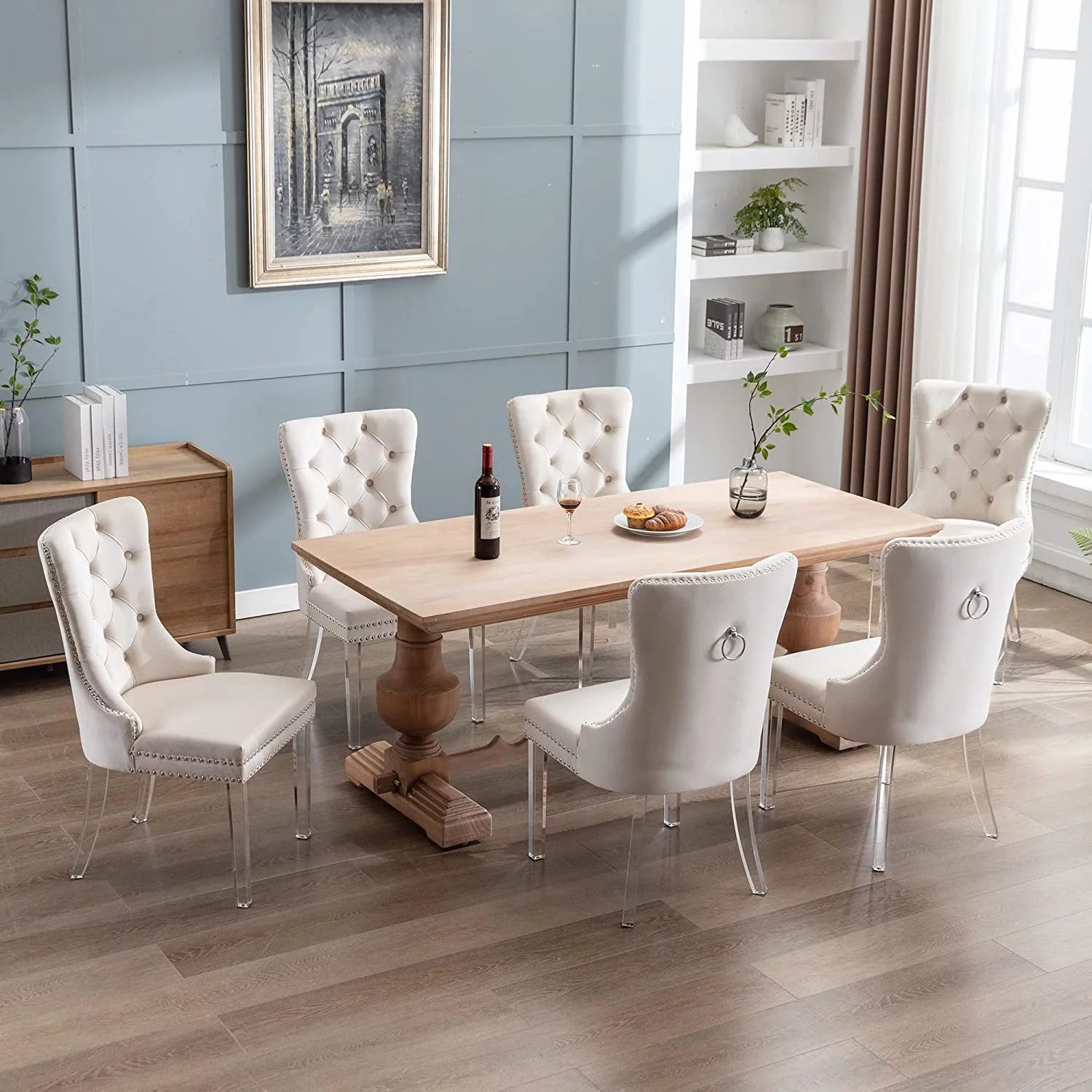 Upholstered Tufted Dining Chairs Set of 2, Beige U929