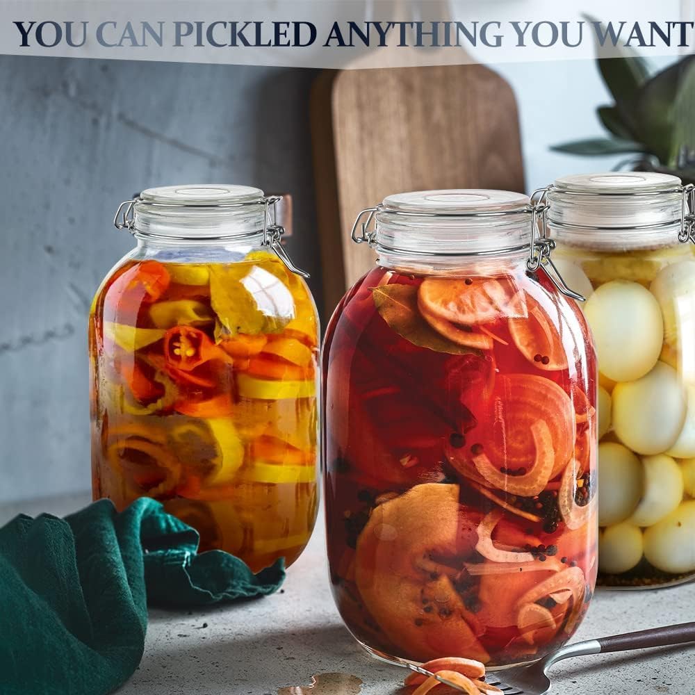 1 Gallon Glass Jar with Airtight Lid for Pickled Eggs and Kombucha Z58873
