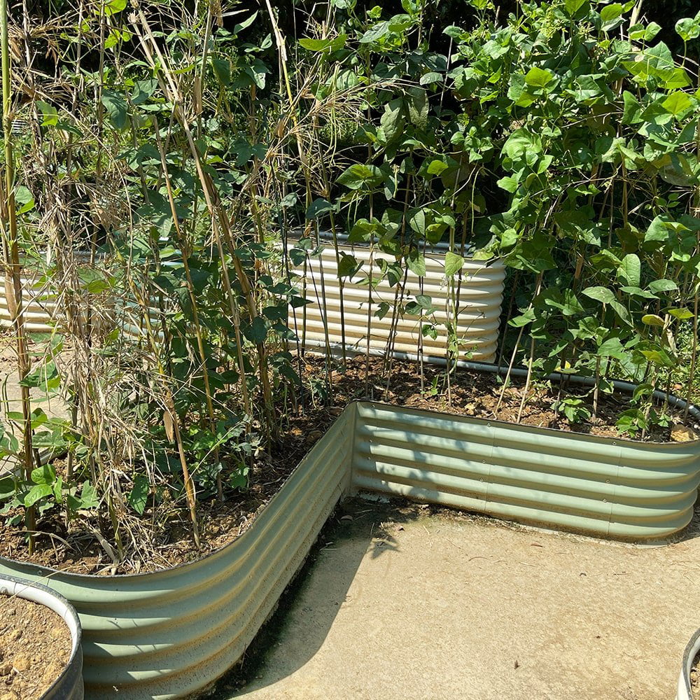 L-Shaped Modular Metal Raised Garden Beds, 17" Tall, Large Size B7657