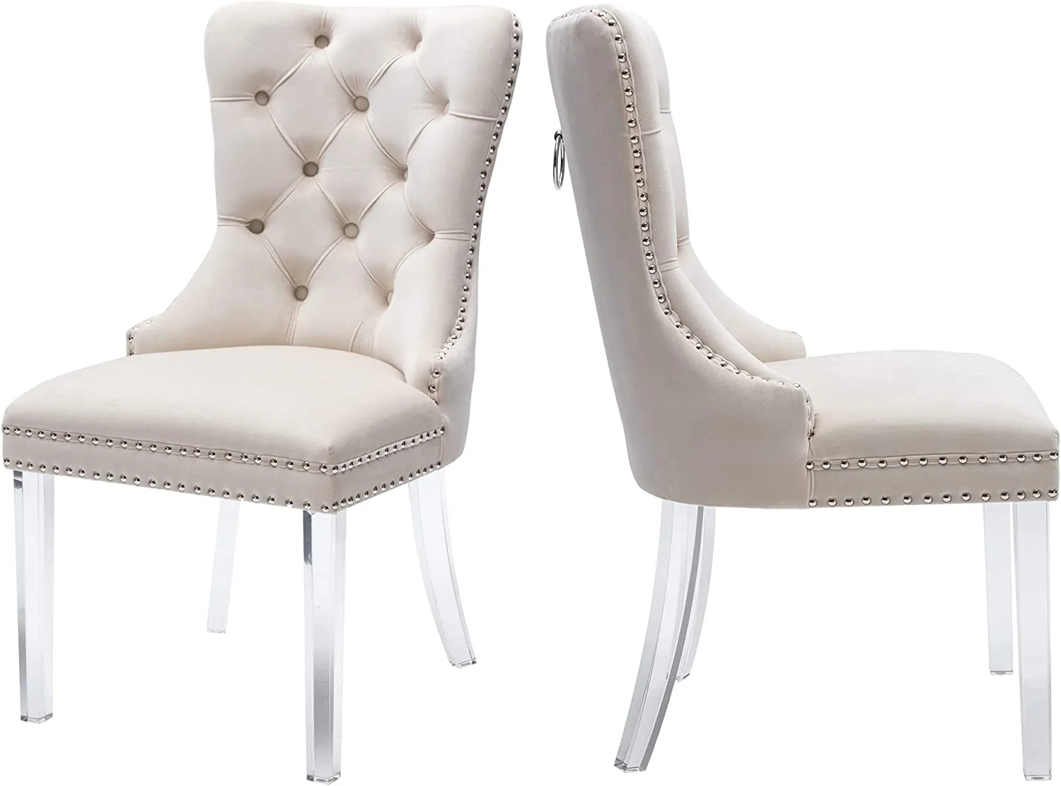 Upholstered Tufted Dining Chairs Set of 2, Beige U929