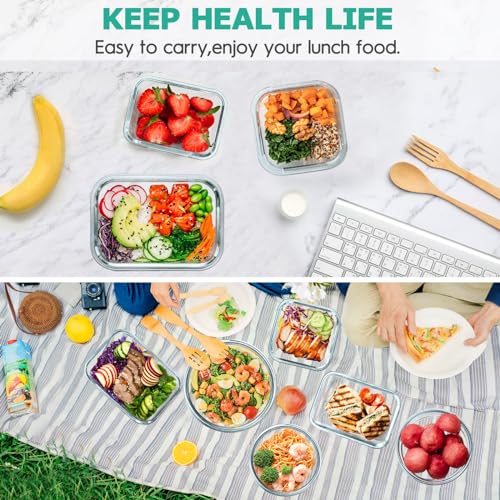 34pcs Glass Food Storage Containers with Lids, Airtight Meal Prep Set, Leak Proof, BPA-Free, Microwave Safe I72052