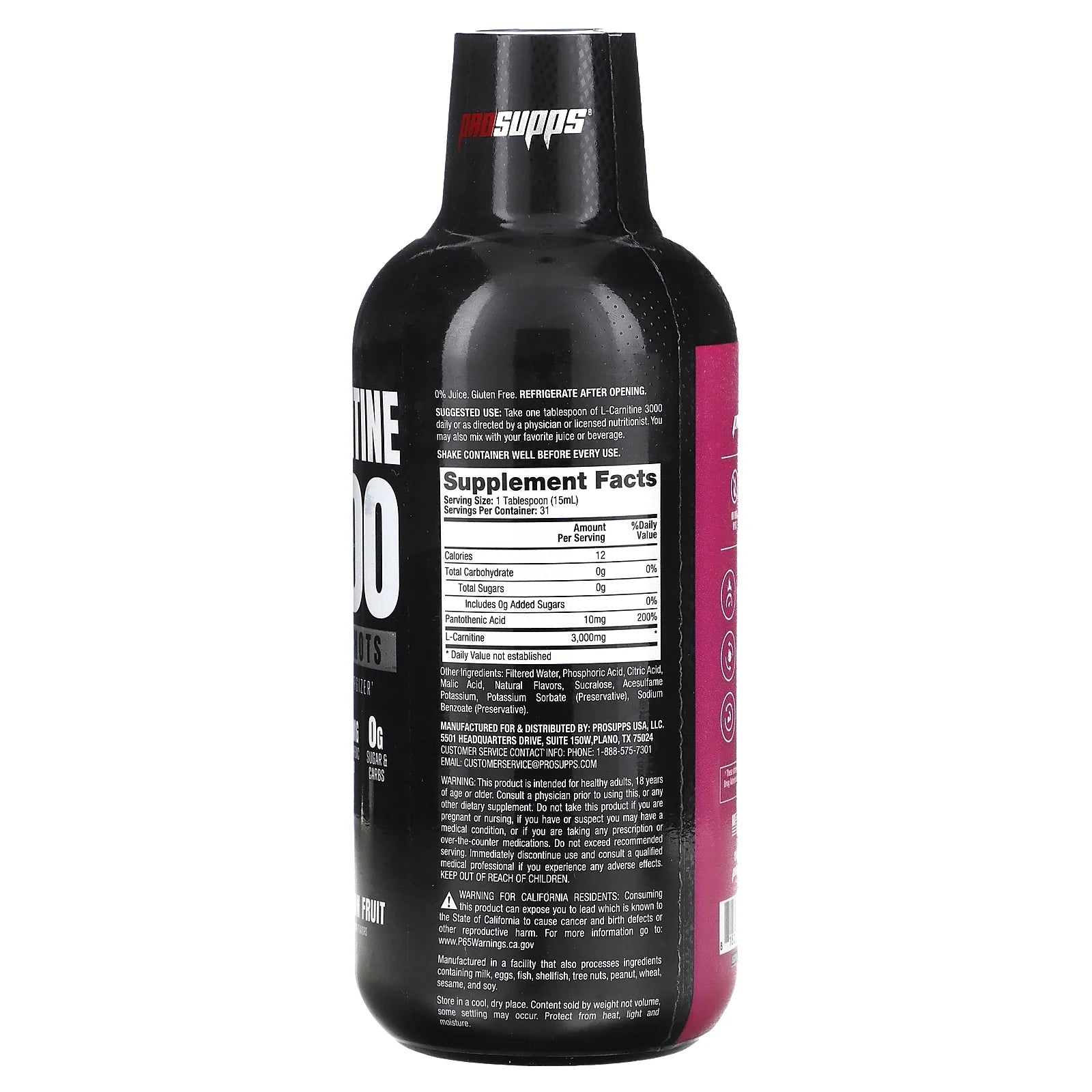L-Carnitine 3000 Liquid Shots, Dragon Fruit, 16 fl oz D63117
