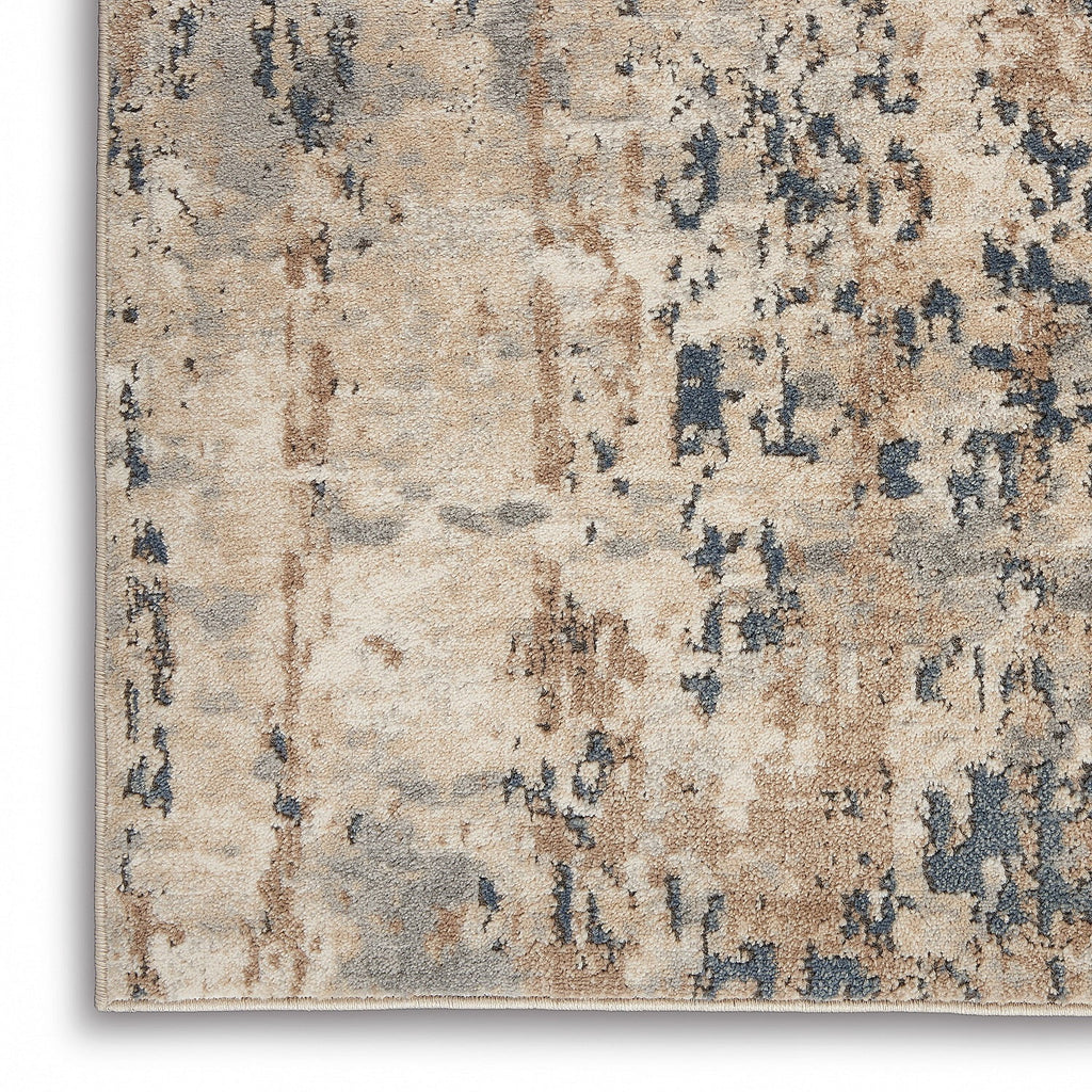 Abstract Distressed Beige/Grey Area Rug 10' x 14' O5213