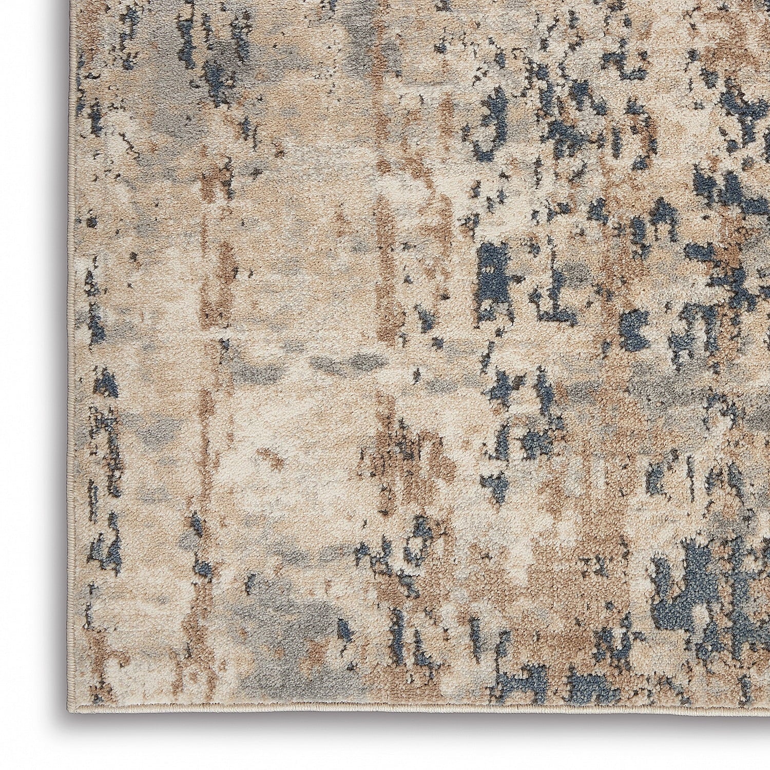 Abstract Distressed Beige/Grey Area Rug 10' x 14' O5213