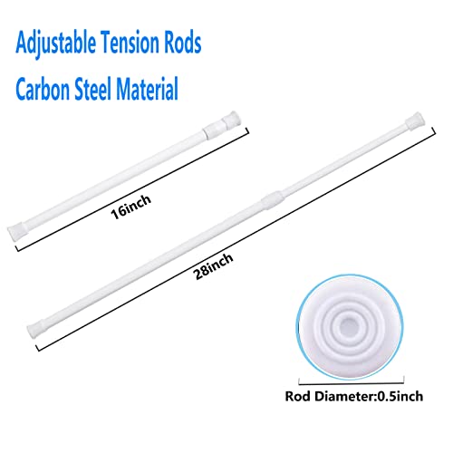 2 Pack Small Tension Rods 7-11 Inch Extendable Spring Cupboard Bars E96517