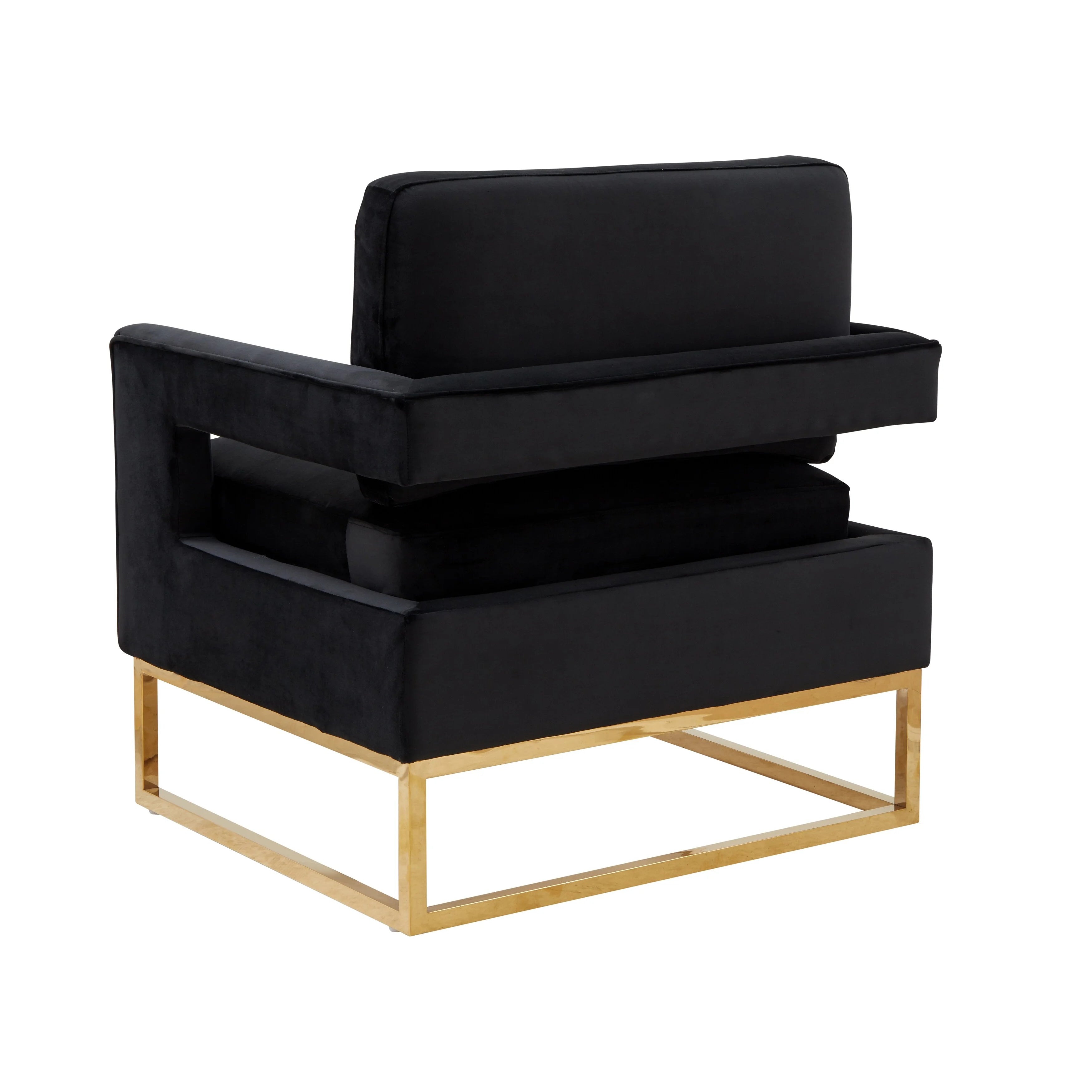 Modern Black Velvet Accent Chair with Gold Trim M228