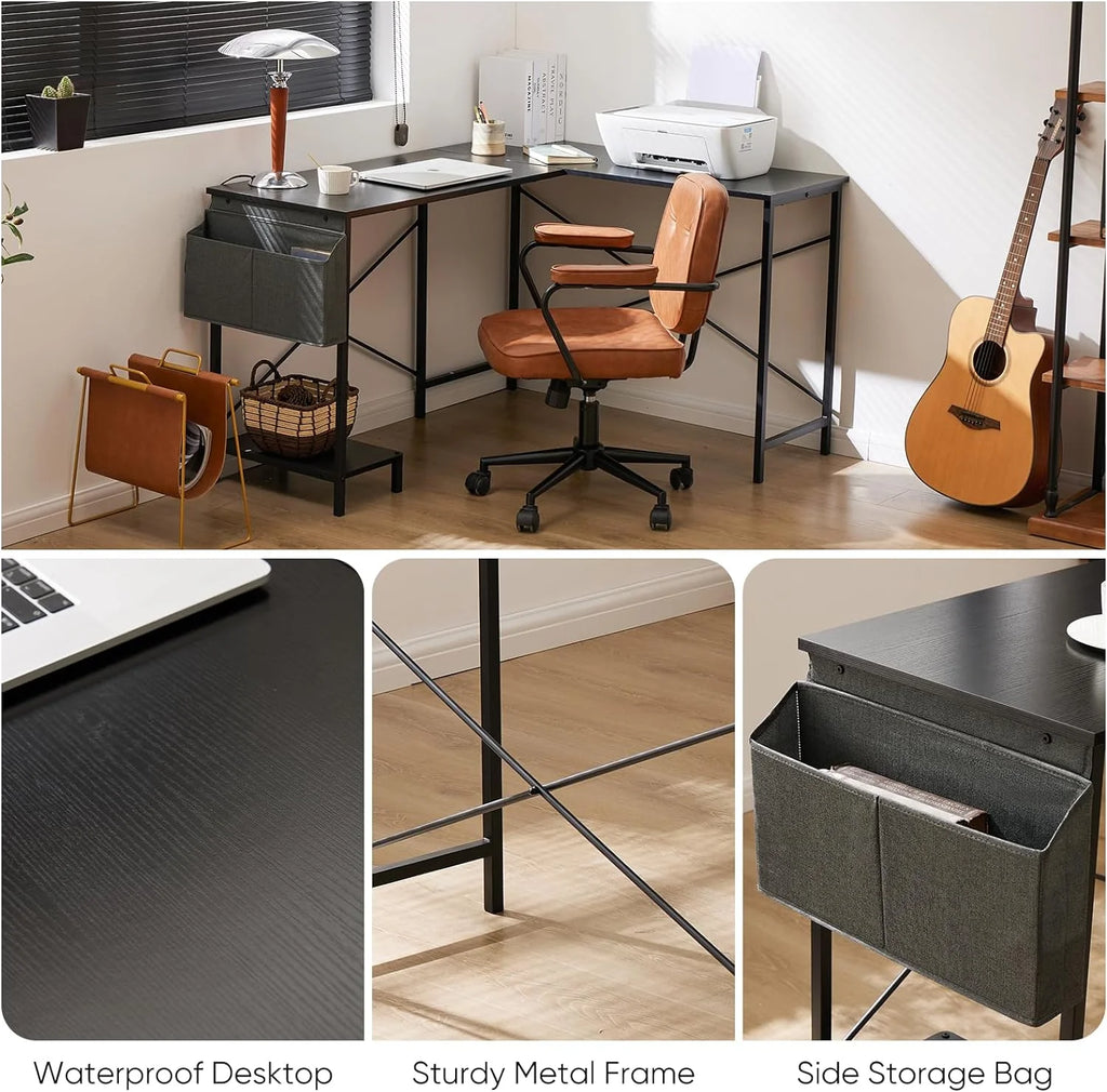 L Shaped Computer Desk 50 Inch Corner Desk with Wooden Desktop CPU Stand Q24057
