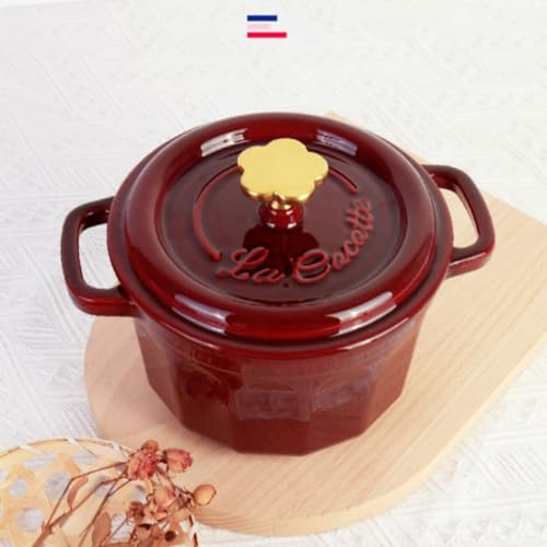 Enameled Cast Iron Dutch Oven with Star Knob, Red F181