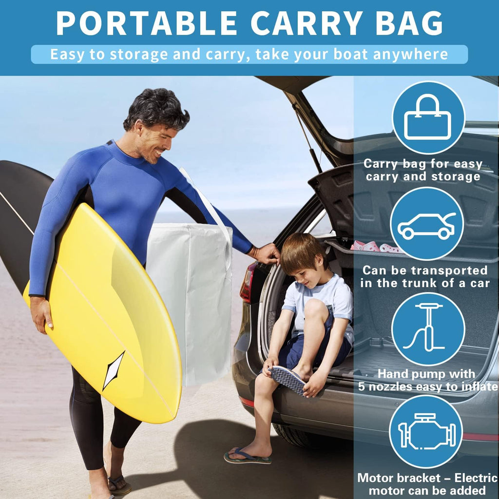 10 ft Inflatable Dinghy Boat for 4 Persons with Paddles, Pump, and Carry Bag C2387