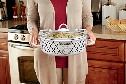 Small 2.5 Quart Casserole Slow Cooker, White/Blue U46112