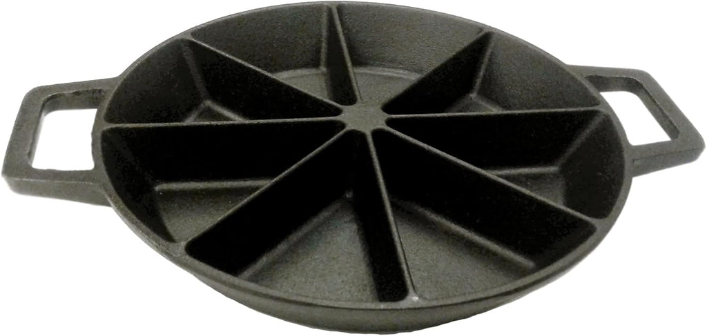 Bayou Classic 10-in Cast Iron Wedge Cornbread Skillet Features Side Loop Handles For Easy Transport Bakes 8 Wedges of Cornbread