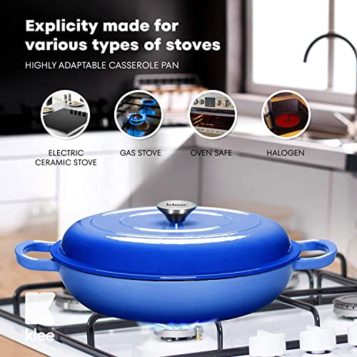 Red Enameled Cast Iron Casserole Dish with Lid, 3.8 Quart V646