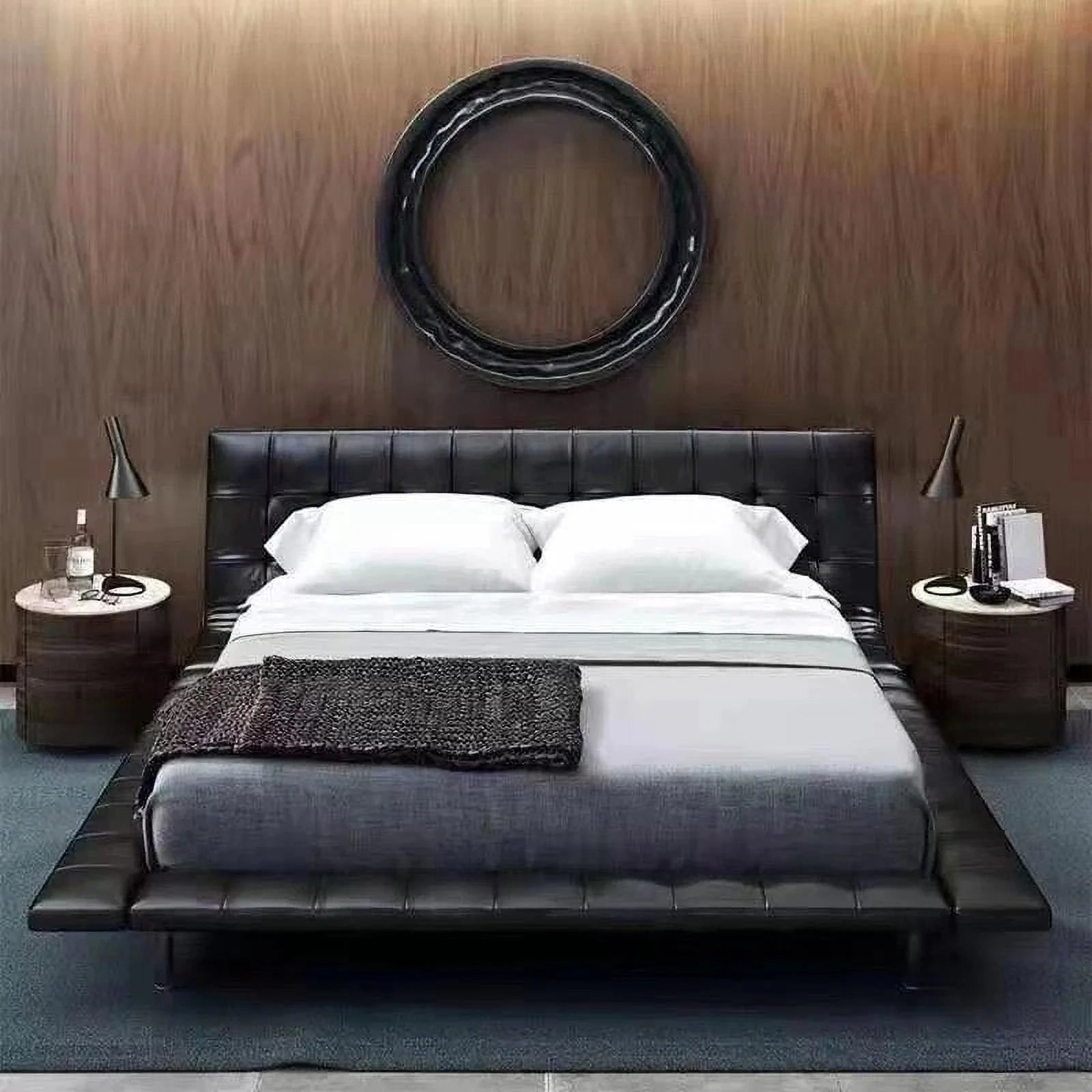 King Size Bed Frame with Leather Upholstery H2762