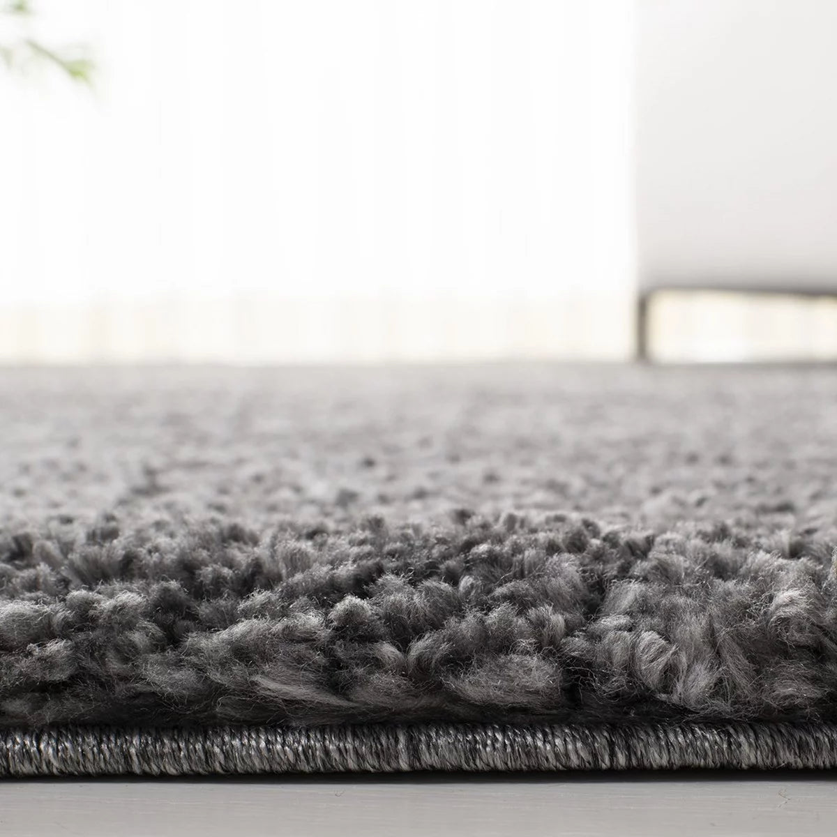 Plush Shag Area Rug, Grey, 4' x 4' Square I620