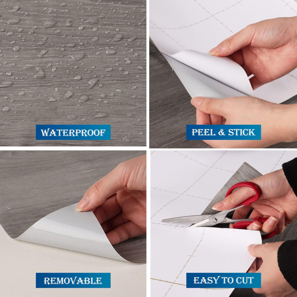 24"x200" Thick Grey Wood Contact Paper for Cabinets Countertops Self Adhesive Removable A9195