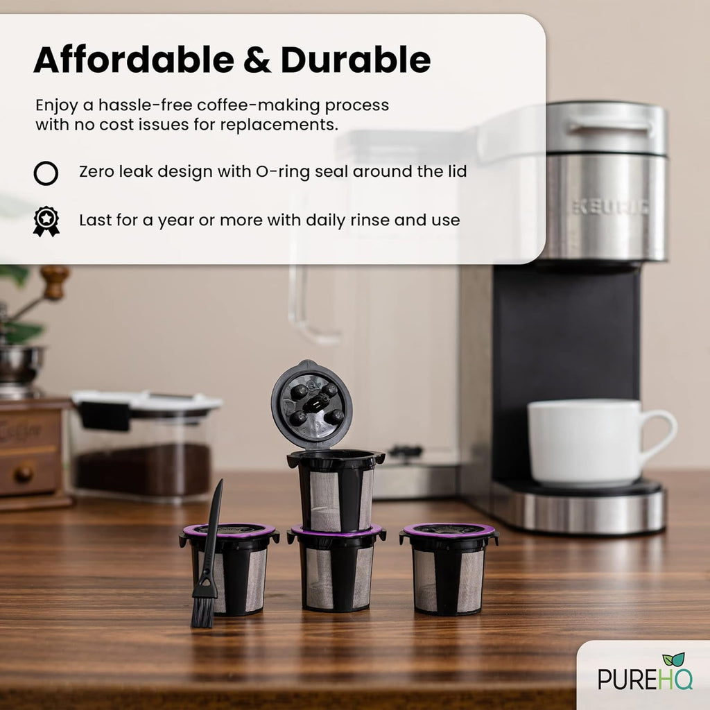 4 Reusable K Cups for Keurig Supreme, Plus, Slim, Classic - Refillable Coffee Pods Filter X2604