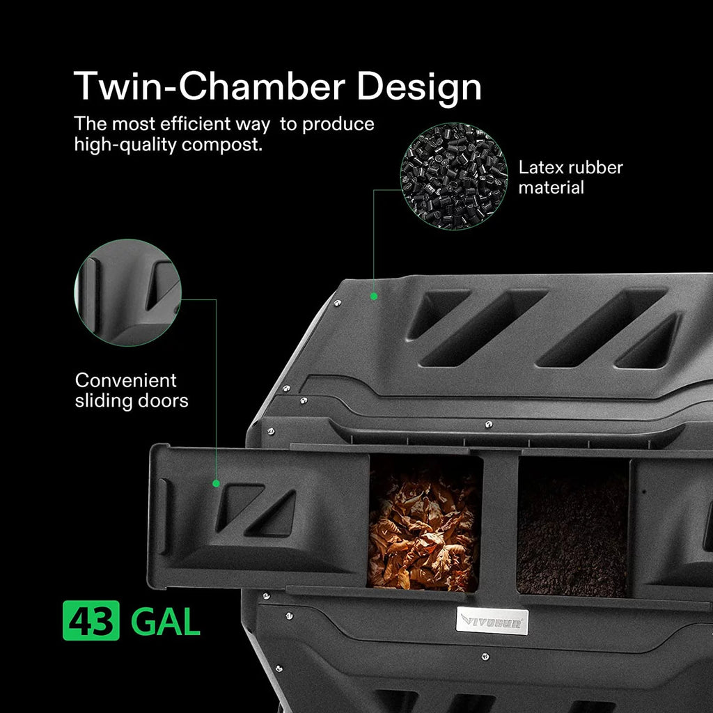 Dual Rotating Compost Bin 43 Gallon Black J725