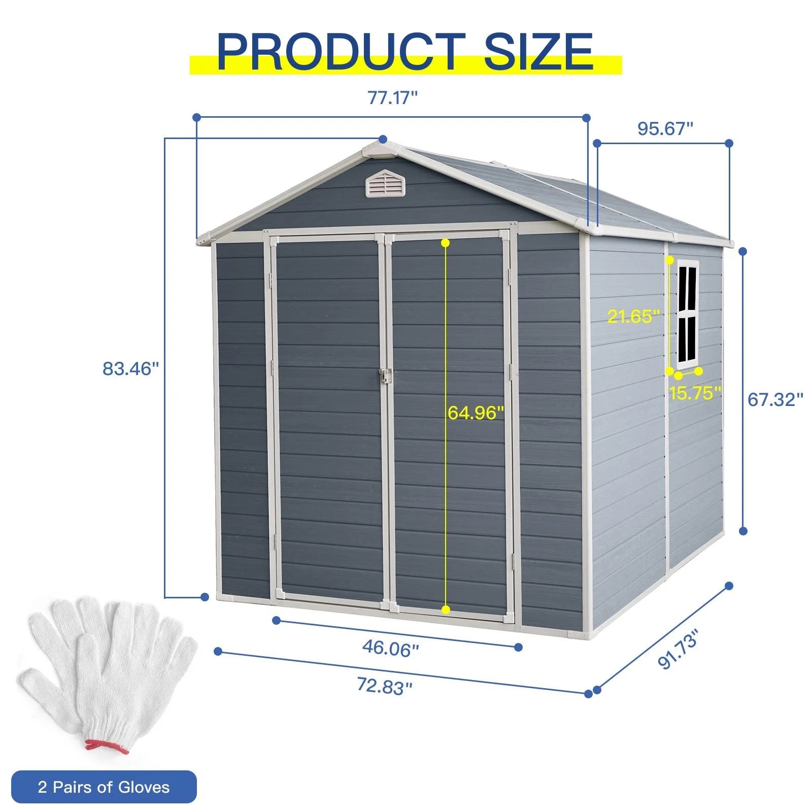 Outdoor Resin Storage Shed with Reinforced Floor and Lockable Door G370
