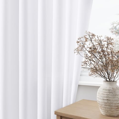Natural Cream Linen Curtains 90 inch Long 2 Panels Semi Sheer Light Filtering D3435