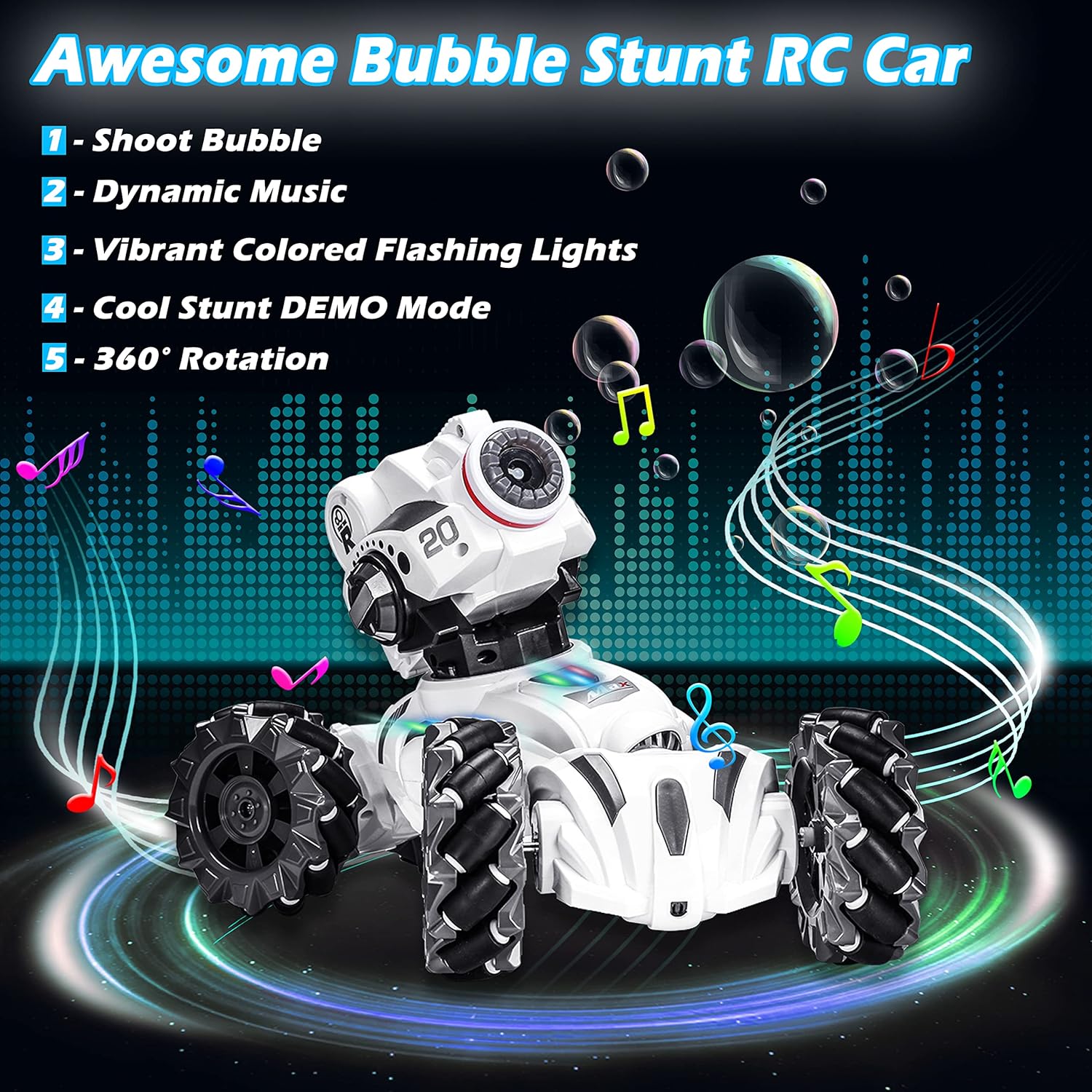 RC Tank Car with Shooting, Bubble, Spray, LED Light and Music G2858