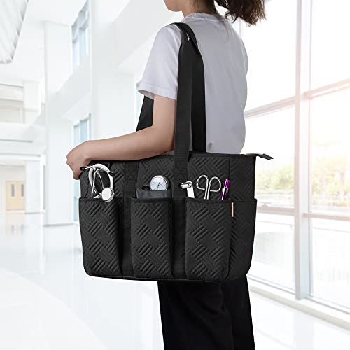 Nurse Tote Bag for Work, Clinical Bag for Nursing Students and Home Health Care Staff, Black S1180