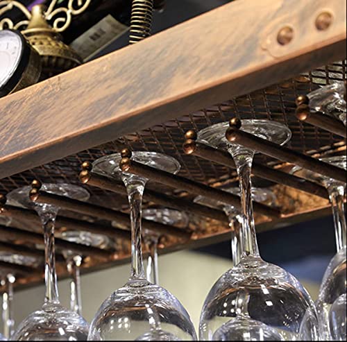 Wall-Mounted Wine Glass Rack, Industrial Vintage Metal, Bronze, 80x35cm V8217