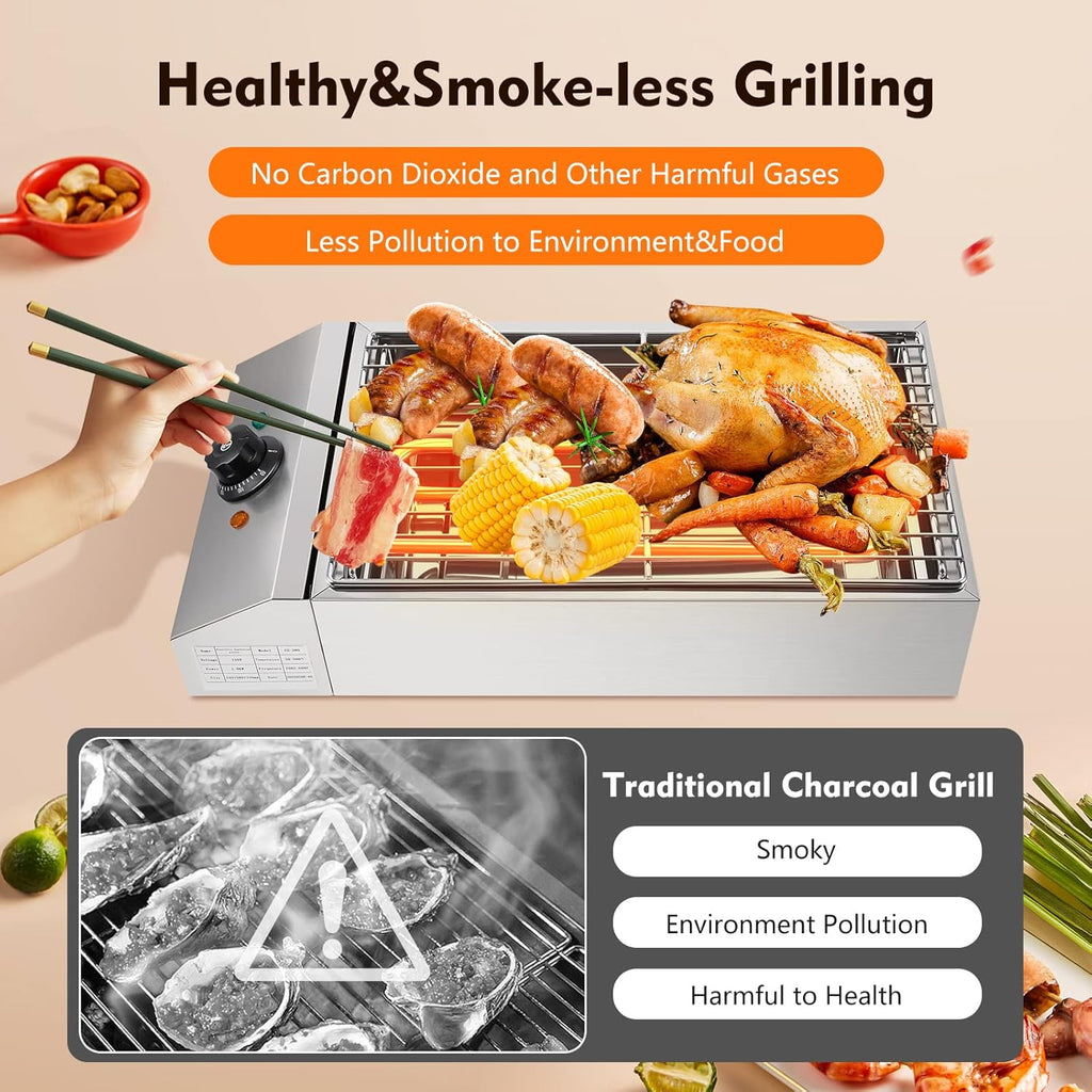 Electric Grill with Adjustable Temperature Control, Nonstick Surface U842083