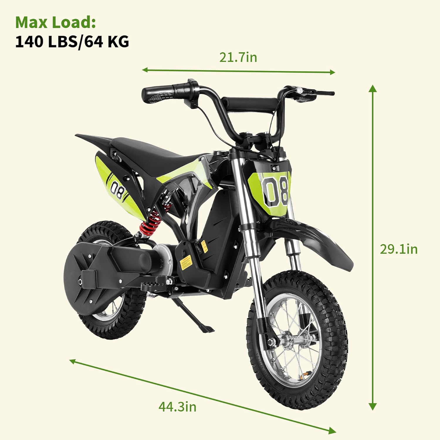 Kids Electric Dirt Bike, 3-Speed Ride-On Motorcycle for Ages 5-10 U8539