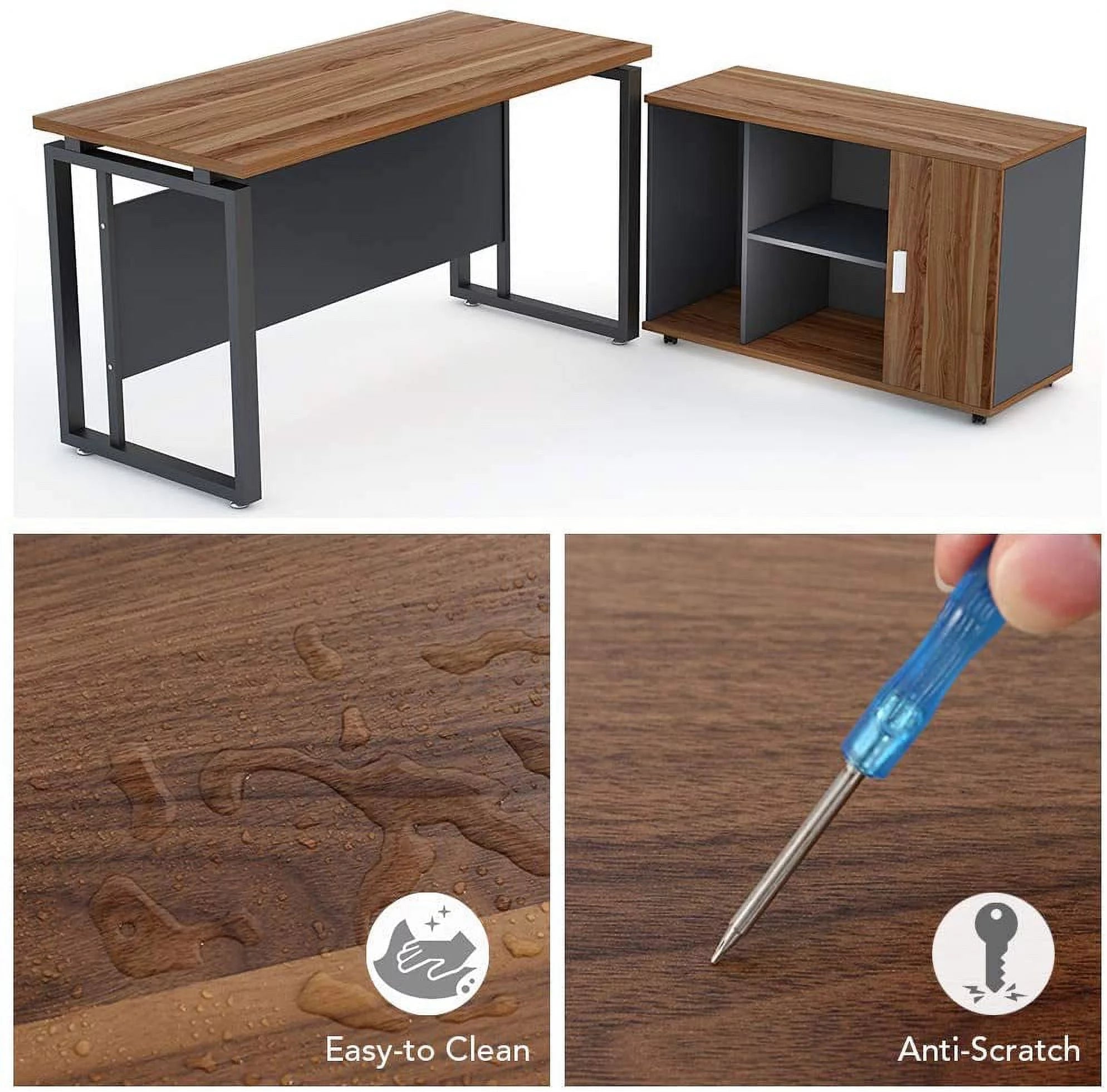 L-Shaped Computer Desk with File Cabinet V88684